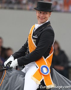 Isabell Werth is all smiles at the prize giving ceremony