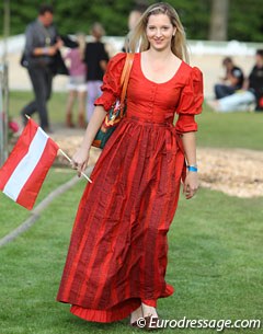 Austrian Katharina Wünschek in traditional outfit at the opening ceremony