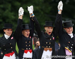 The Danes celebrate: first time young rider team silver!!!