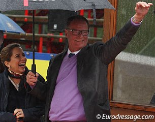 Princess Haya and Ulf Helgstrand having fun at the medal ceremony