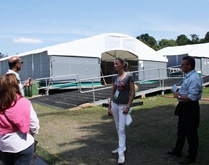 German team trainer Jonny Hilberath, Dutch team rider Imke Schellekens-Bartels, German chef d'equipe Holger Schmezer