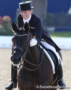 Hedda Droege very happy after her ride on Fifth Avenue