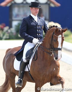 Belgian Philippe Jorissen on his Oldenburg Le Beau (by Le Coeur), which he recently sold to a client of his but he's keeping the ride on it.