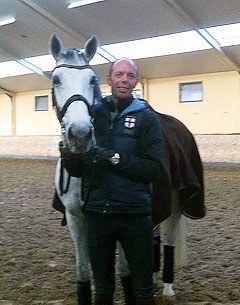 Hans Peter Minderhoud and Donna Silver at Minderhoud's stable in Harskamp, The Netherlands