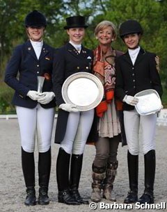 The Sunday winners at the 2011 Preis der Besten qualifier in Kronberg: Krieg, Rothenberger, host Linsenhoff and Plewa :: Photo © Barbara Schnell