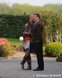 Show host Ann Kathrin Linsenhoff and her husband Klaus Martin Rath watch the competition