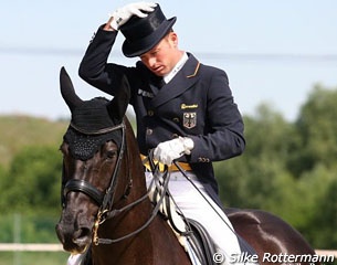 Eventing world champion Michael Jung getting ready for his Grand Prix ride on Roche