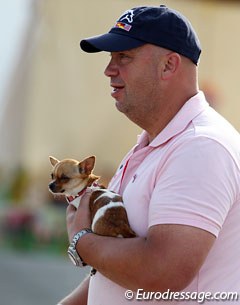 Stephanie Kooijman's father with her Chihuahua