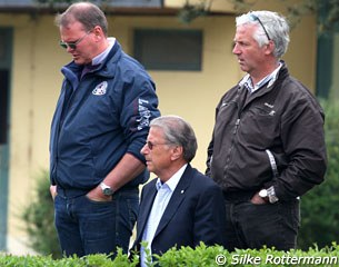 Belgian chef d'equipe Jeroen van Lent, Belgium's technical advisor Volker Moritz and trainer Ton de Ridder