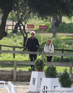 American PRE fans Kim Boyer and Lilo Zilo watching the young riders' classes at arena 1