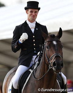 Guillaume Recoing balls his fist when he hears his 8.02 score