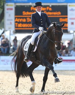 Swedish Anne Svanberg on the Swedish warmblood Tabasco at the 2011 World Young Horse Championships in Verden :: Photo © Astrid Appels