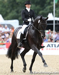 Ines Westendarp and Furstenball. They had the tough luck of being the first pair to go and they went off course. This horse would certainly have scored higher had he competed in the middle of the group