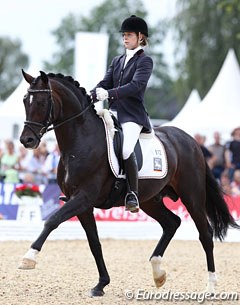 Anja Wilimzig on the Warendorf State Stud stallion Sunday NRW (by Sandro Hit x Donnerhall)