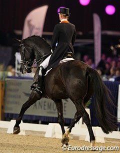 Imke Schellekens-Bartels couldn't keep the lid on the cooker of her sensitive giant Toots (by Jazz). The horse spooked several times at the start of the test and got tense. Better next time!