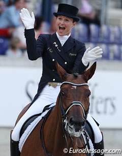The sympathetic French Jessica Michel is building a huge fan base in Aachen after a gorgeous ride on Riwera de Hus which earned them a personal best score of 72.894%