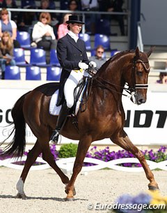 Maria von Essen and Ferdi in the half pass at the 2012 CDIO Aachen :: Photo © Astrid Appels