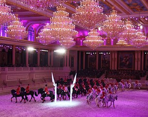 A show with Andalusians and Friesians at Heilan