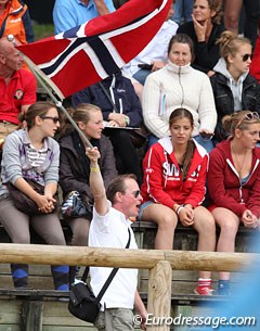 Norwegian fan waving a big flag