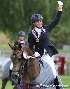 Sanne Vos and Champ of Class win the individual test gold medal at the 2012 European Pony Championships in Fontainebleau, France :: Photo © Astrid Appels