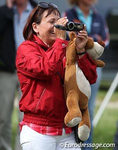 Cathrine Dufour's mom Mona with her daughter's good luck teddy bear