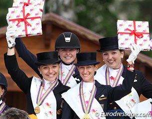 The gold medal winning German team: Charlott Maria Schurmann, Sanneke Rothenberger, Louisa Lüttgen, Florine Kienbaum :: Photo © Astrid Appels