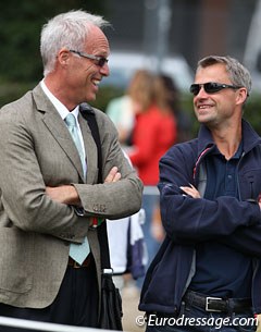 FEI Dressage Director Trond Asmyr sharing a laugh with Norwegian team trainer Ulrik Sorensen