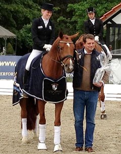 Helen Langehanenberg on Filaro in the prize giving ceremony of the BuCha qualification class in Hagen