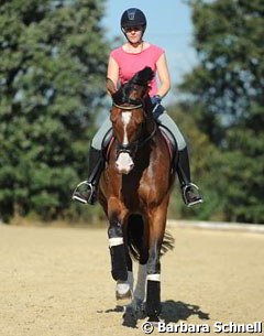 Vivien schooling Cipollini in a snaffle