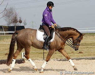 Finishing her ride with some nice stretching