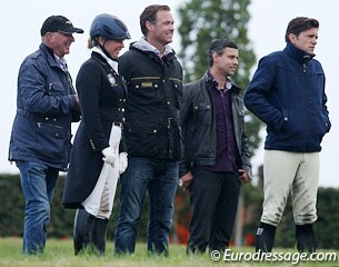 Joachim Arl, Charlotte Haid Bondergaard, Rasmus Bondergaard and Christoph Koschel watch the Grand Prix