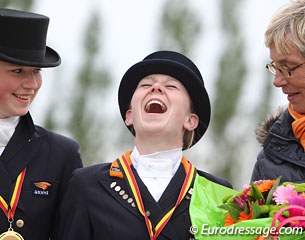 Michelle van Lanen has a laugh on the Nations' Cup podium