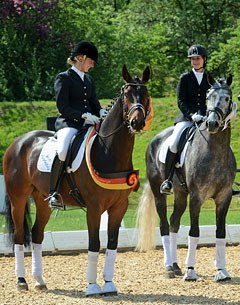 Gestut Nymphenburg Team takes 1st and 2nd place at the CDN Munich: Tessa Frank on Stern von Nymphenburg and Johanna von Fircks on Eisprinz von Nymphenburg :: Photo © Hubert Fischer