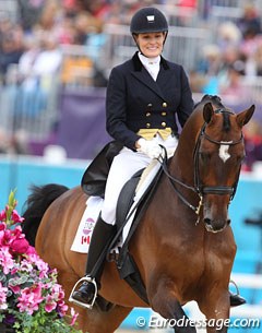 Ashley Holzer on PJ Rizvi's Dutch warmblood gelding Breaking Dawn (by Akribori)