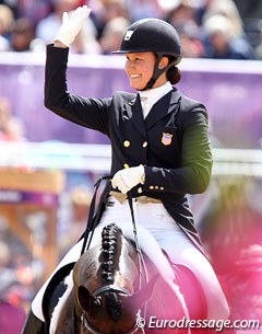 American individual Olympian Adrienne Lyle waves to the crowds