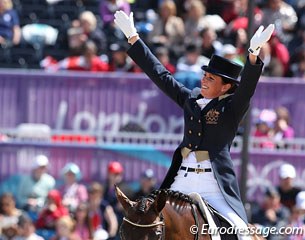 Lyndal Oatley waves to her fans