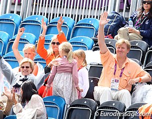 Dutch Prince Willem Alexander van Oranje waves to princess Nathalie after she finishes her test