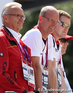 German trainer Jurgen Koschel and chef d'equipe Klaus Roeser at the 2012 Olympic Games :: Photo © Astrid Appels