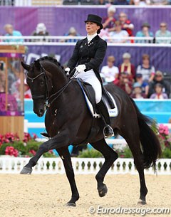 Minna Telde and the Hanoverian stallion Santana (by Sandro Hit) at the 2012 Olympic Games :: Photo © Astrid Appels