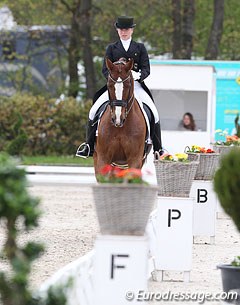 German Petra Middelberg competing Moncassado at the 2012 CDIO-YR Roosendaal