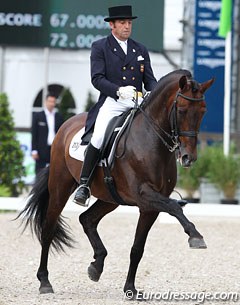 Ignacio Rambla returns to the international arena with the very talented Iberian bred Fogonero. The horse has much scope in front and super talent for piaffe and passage but often had his mouth wide open