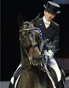 Dina Ellermann and Landy's Akvarel winning it big at the 2012 CDI Tallinn :: Photo © Külli Tedre 