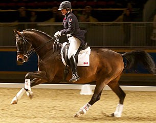 Jacqueline Brooks has one last public ride on Gran Gesto in his retirement ceremony at the 2012 Royal Winter Fair in Toronto