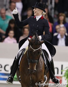 Siril Helljesen was all smiles after finishing her 2012 World Cup Finals' ride on Dorina