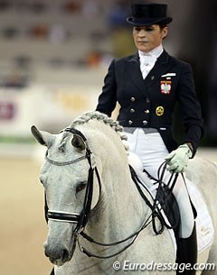 Polish Katarzyna Milczarek and Ekwador were eliminated because she had spurred through her horse and there was blood on his flank. It stood out because the horse is grey but the laceration would have been detected at the spur check anyway