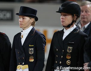 Nadine Capellmann and Isabell Werth during the minute of silence