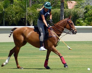 Anja Plönzke trying out polo in Wellington, Florida