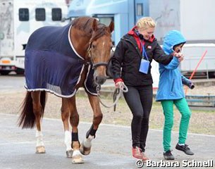 Pia Fortmuller hand walking Orion while having fun