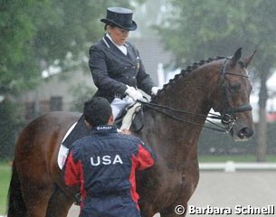 Shelly Francis had to ride Doktor in the pouring rain