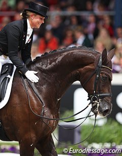 Anna Kasprzak pats Donnperignon at the end of her ride at the 2013 CDIO Aachen :: Photo © Astrid Appels